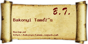 Bakonyi Tamás névjegykártya