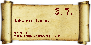Bakonyi Tamás névjegykártya
